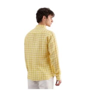 Boden Mens Yellow Picnic Checkered 100% Cotton Button Down Shirt Size Large